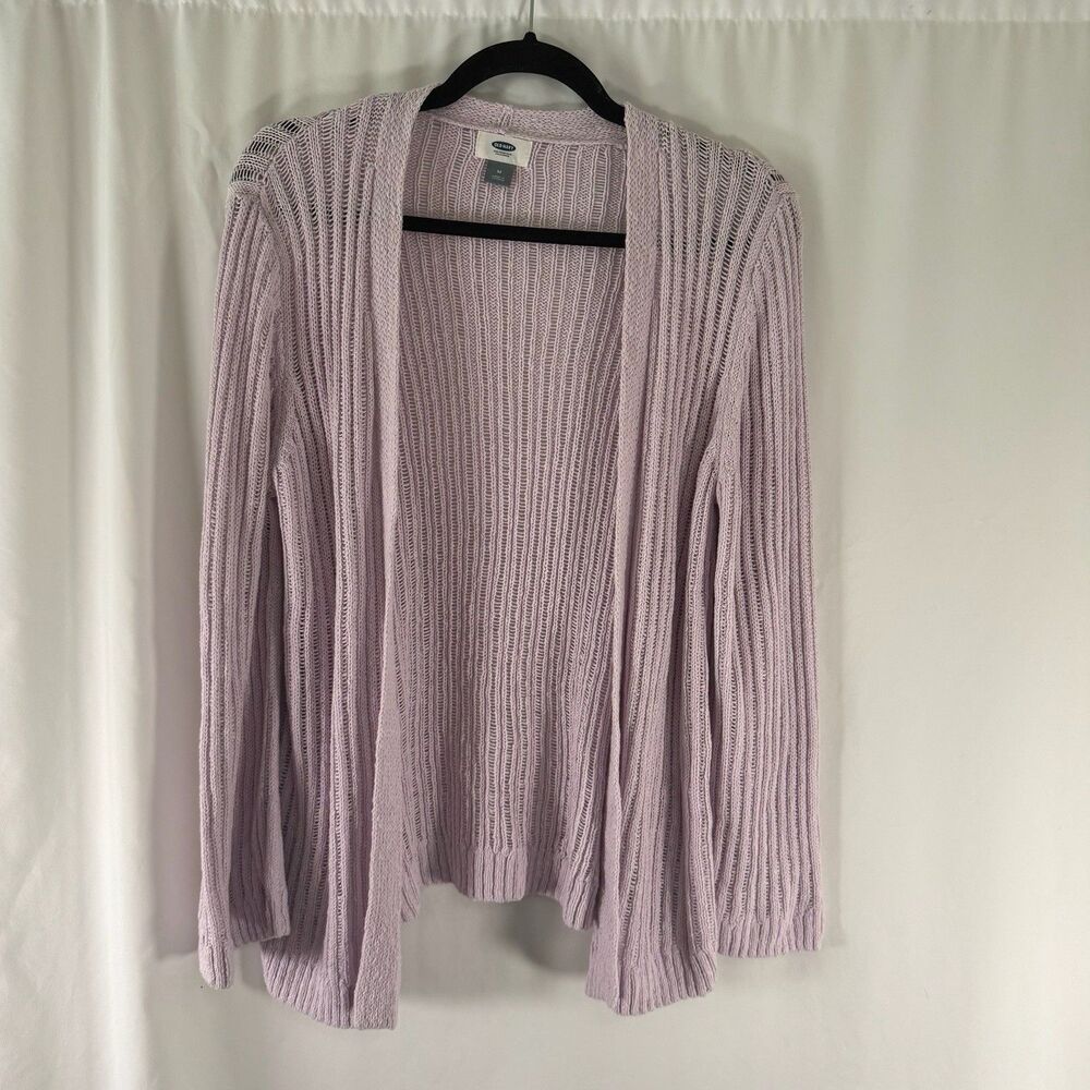 New Old Navy Cardigan Women's Medium Purple Open Knit Open Front Long Sleeve